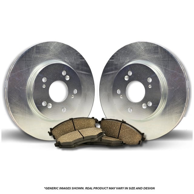 REAR Brake Kit | 2 Silver Coated Anti-Rust Brake Rotors & 4 Ceramic Brake Pads