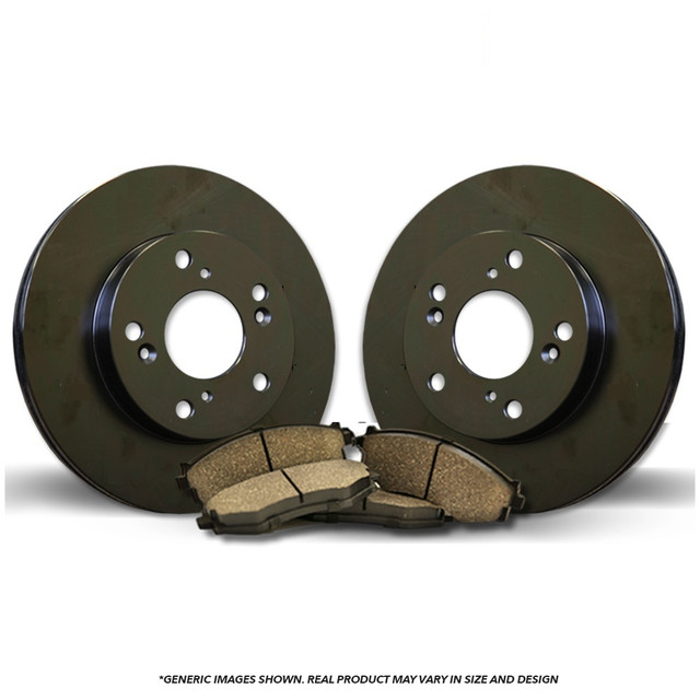 REAR Brake Kit | 2 Black Coated Anti-Rust Brake Rotors & 4 Ceramic Brake Pads