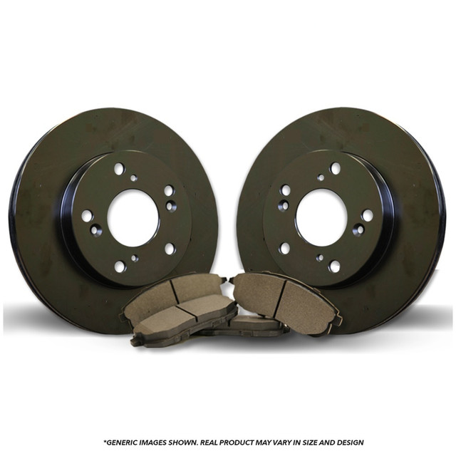 REAR Brake Kit | 2 Black Coated Anti-Rust Brake Rotors & 4 Semi-Metallic Brake Pads