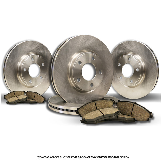 FRONT + REAR Brake Kit | 4 Natural Finish Brake Rotors & 8 Ceramic Brake Pads
