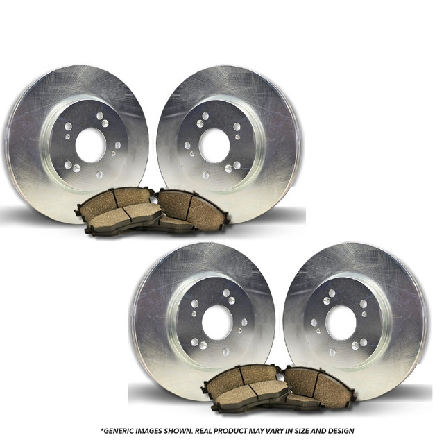 FRONT + REAR Brake Kit | 4 Silver Coated Anti-Rust Brake Rotors & 8 Ceramic Brake Pads