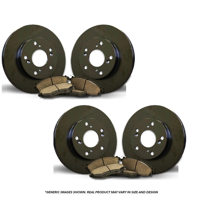 FRONT + REAR Brake Kit | 4 Black Coated Anti-Rust Brake Rotors & 8 Ceramic Brake Pads